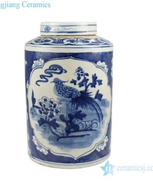 antique blue and white ceramic tea jar