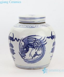 Jingdezhen blue and white Ceramic pot front view