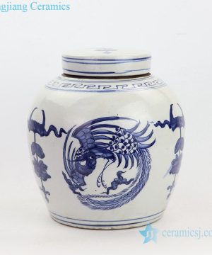 Jingdezhen blue and white Ceramic pot front view