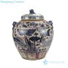 covered lotus ceramic tea jar