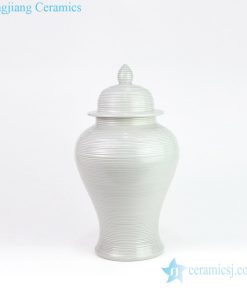 Chinese line grain circular ceramic pot front view
