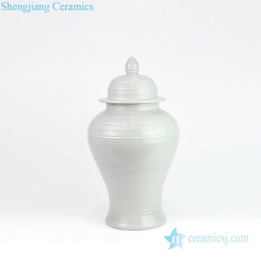 Chinese line grain circular ceramic pot front view