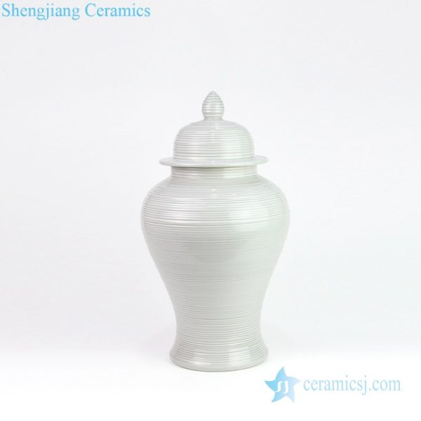 Chinese line grain circular ceramic pot front view 