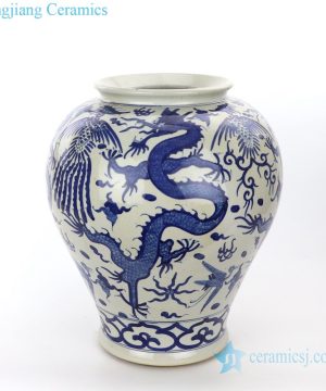 pure hand ceramic jar with dragon pattern