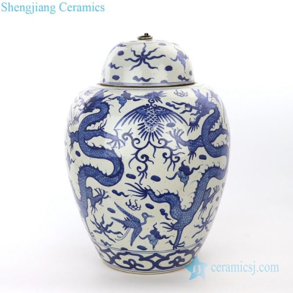 traditional blue and white ceramic jar 