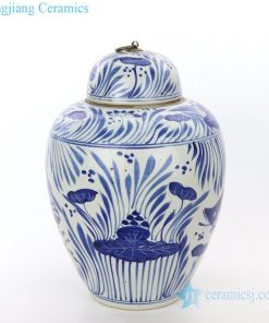 high end hand painted ceramic tea jar