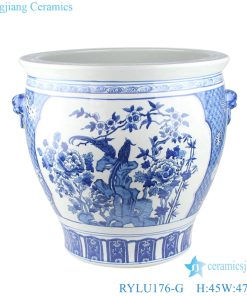 Chinese blue and white flower bird design porcelain pots with two ears RYLU176-G