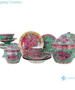 RZFA Chinese handmade powder enamel porcelain tableware sets