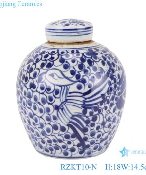RZKT10-N Chinese blue and white twig multi-pattern ceramic pots