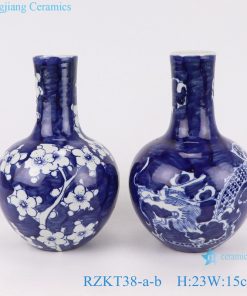 RZKT38-a-b Chinese blue and white porcelain vase multiple patterns set