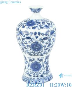 RZRZ01 wholesale cheap classic floral blue and white ceramic vase for decoration