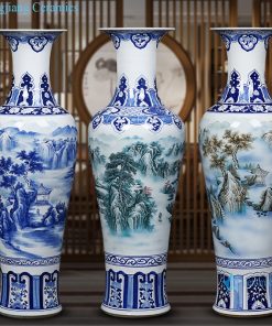 RZRi47-A hand painted blue and white landscape living room floor ceramic vases