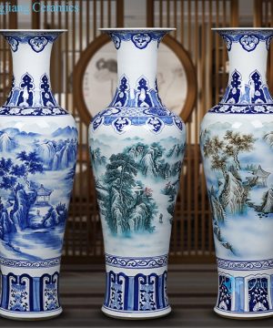 RZRi47-A hand painted blue and white landscape living room floor ceramic vases