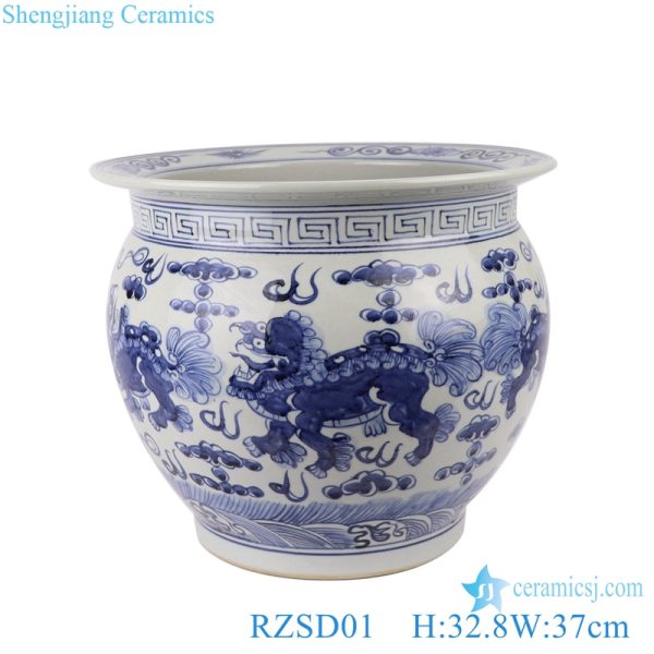 RZSD01 Chinese handmade blue and white dragon design ceramic pot