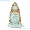 RZQW06-B Antique Shadow green glaze carving of Guanyin Bodhisattva Buddha head statue for home decoration