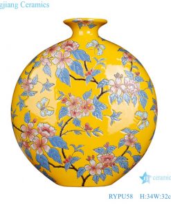 RYPU58 Jingdezhen Decoration Ceramic hand painted yellow glazed flower color ceramic & porcelain vases