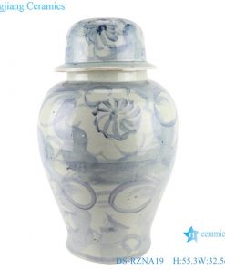 DS-RZNA19 Blue and white porcelain handmade large porcelain ceramic temple jar storage ginger jars with lid