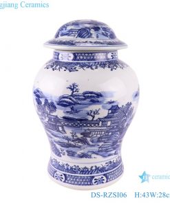Blue and white landscape jar ceramic table lamp storage vase jars