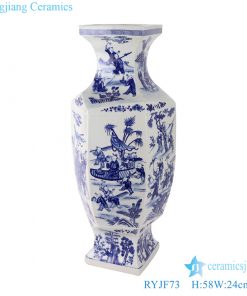 Blue and white figure children playing Pattern profiled Ceramic vase