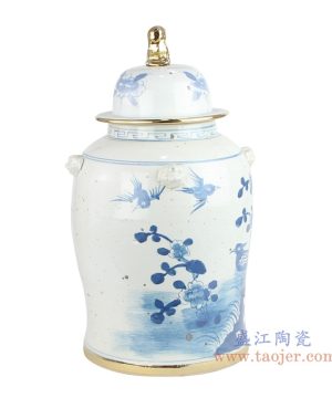 RYKB156-A handmade ceramic blue and white ginger jar flower patterns