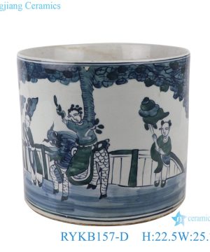 RYKB157-D Antique blue and white porcelain  people design multi-pattern ceramic storage pen holder