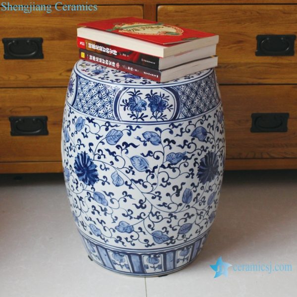 RYNQ250-B blue and white garden stool