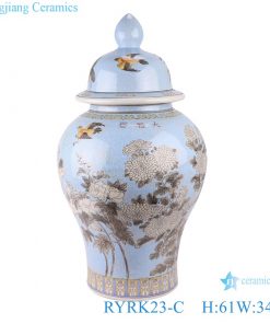 RYRK23-C Colour glaze multi-colored flower and bird pattern porcelain storage ginger jar
