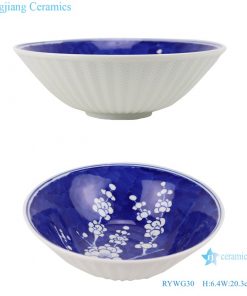 RYWG30 Chinese blue and white porcelain Ice plum flower eating bowls for dinner ware