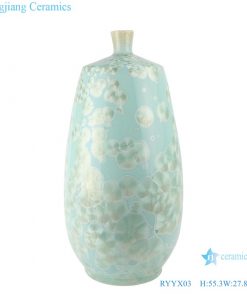 RYYX03 Antique Crystal glaze straight tube white green ceramic vase for home deco