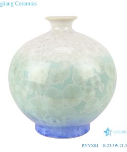 RYYX04 Antique Crystal glazed Green ceramic vase with white flowers