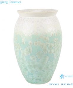 RYYX05 Crystal glaze ceramic vase with white flowers green background-main figure