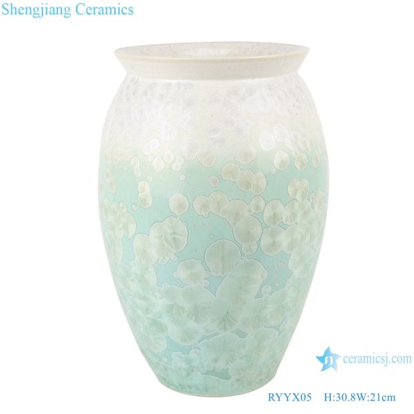 RYYX05 Crystal glaze ceramic vase with white flowers green background-main figure