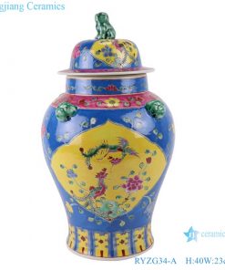 RYZG34-A Jingdezhen family rose painted jinlinlang wrapped zhilan ceramic general storage vase jars