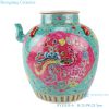 RYZG35-A Pastel enamel green porcelain storage pot phoenix pattern tea pot with lid