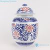 Blue and white lotus ceramic tea canister storage with lid