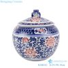 Antique Blue and white youligong twig lotus pattern tea canister storage tank