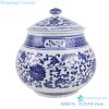 RZBO16 Blue and white porcelain tangle branch lotus storage jars tea pot