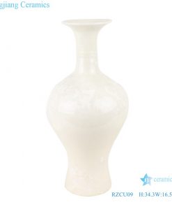 RZCU09 Jingdezhen Handcraft Pure white jade spring vase with crystal glaze decorative tabletop vase