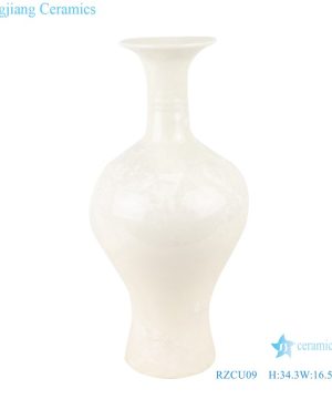 RZCU09 Jingdezhen Handcraft Pure white jade spring vase with crystal glaze decorative tabletop vase