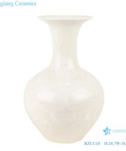 RZCU10 Jingdezhen Classic Pure white jade spring vase with crystal glaze white decorative vase