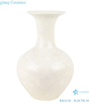 RZCU10 Jingdezhen Classic Pure white jade spring vase with crystal glaze white decorative vase