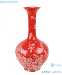 RZCU14 Vintage Ceramic vase with crystallized glaze red background  porcelain tabletop vase