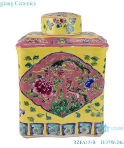RZFA15-B_ Jingdezhen porcelain vase hand-painted engraving antique pastel general ceramic jar with lid