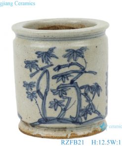 RZFB21 Chinese blue and white porcelain bamboo pattern pen holder vase ceramic