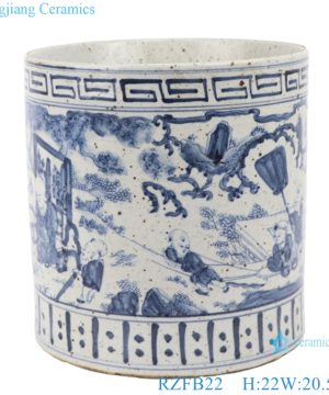 RZFB22 Chinese handmade blue and white porcelain antique vase flower planter garden pot