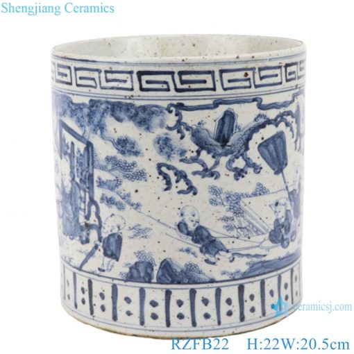RZFB22 Chinese handmade blue and white porcelain antique vase flower planter garden pot