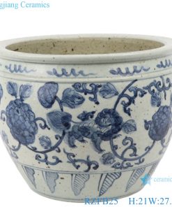 RZFB25 Twinning floral Lion hand painted porcelain antique blue and white luxury vase pot
