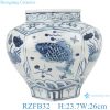 Albacore fish algae blue and white lotus pattern polygon porcelain pots