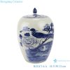 RZGC14-A Blue and white flower and bird design ceramic storage jar with lid