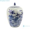RZGC14-E Blue and white child playing multi-pattern ceramic storage jar